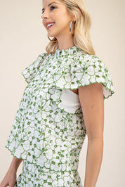 Daisy- High-Neck Embroidered Eyelet Blouse