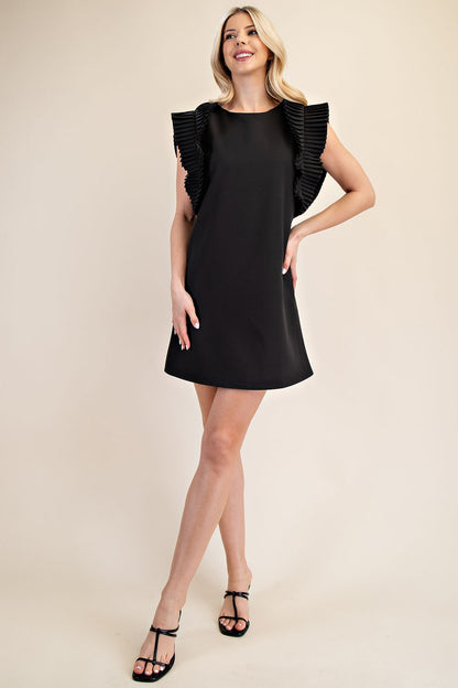 Pleated Shoulder Mini Dress