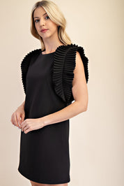 Pleated Shoulder Mini Dress