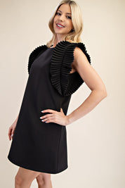 Pleated Shoulder Mini Dress