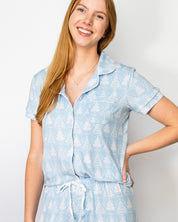 The Royal Standard- Winter Dreams Short Sleeve Button Up Sleep Shirt