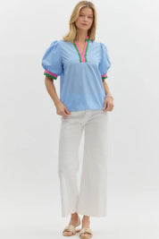 Napa- Bubble Sleeve Top With Band