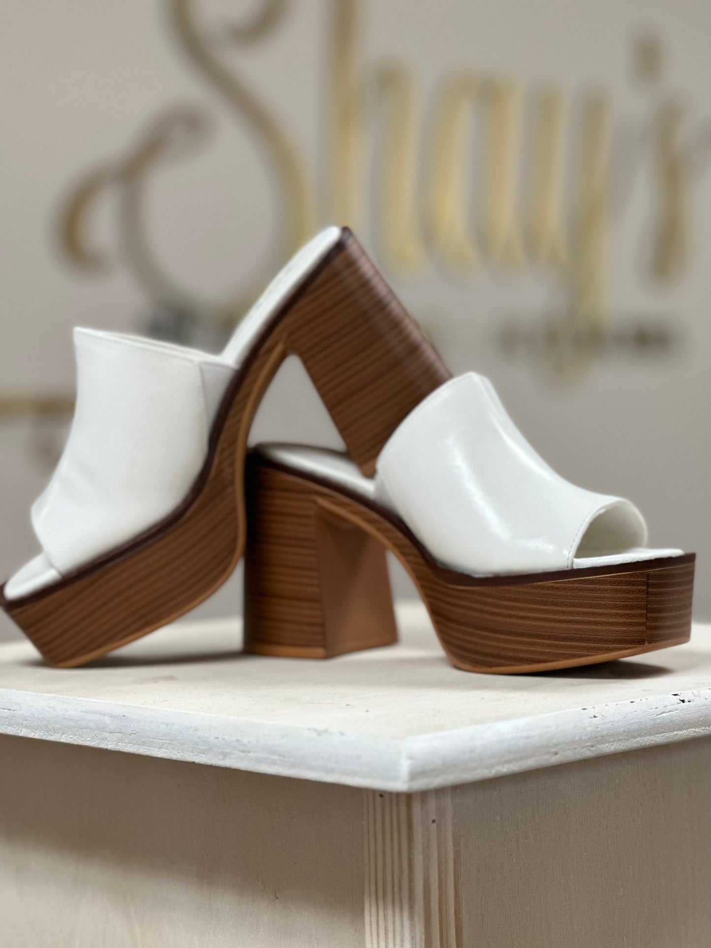 Post Platform Heels - WHITE