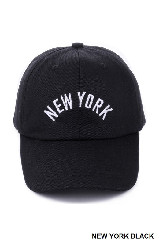 Embroidered City Cap - Black New York