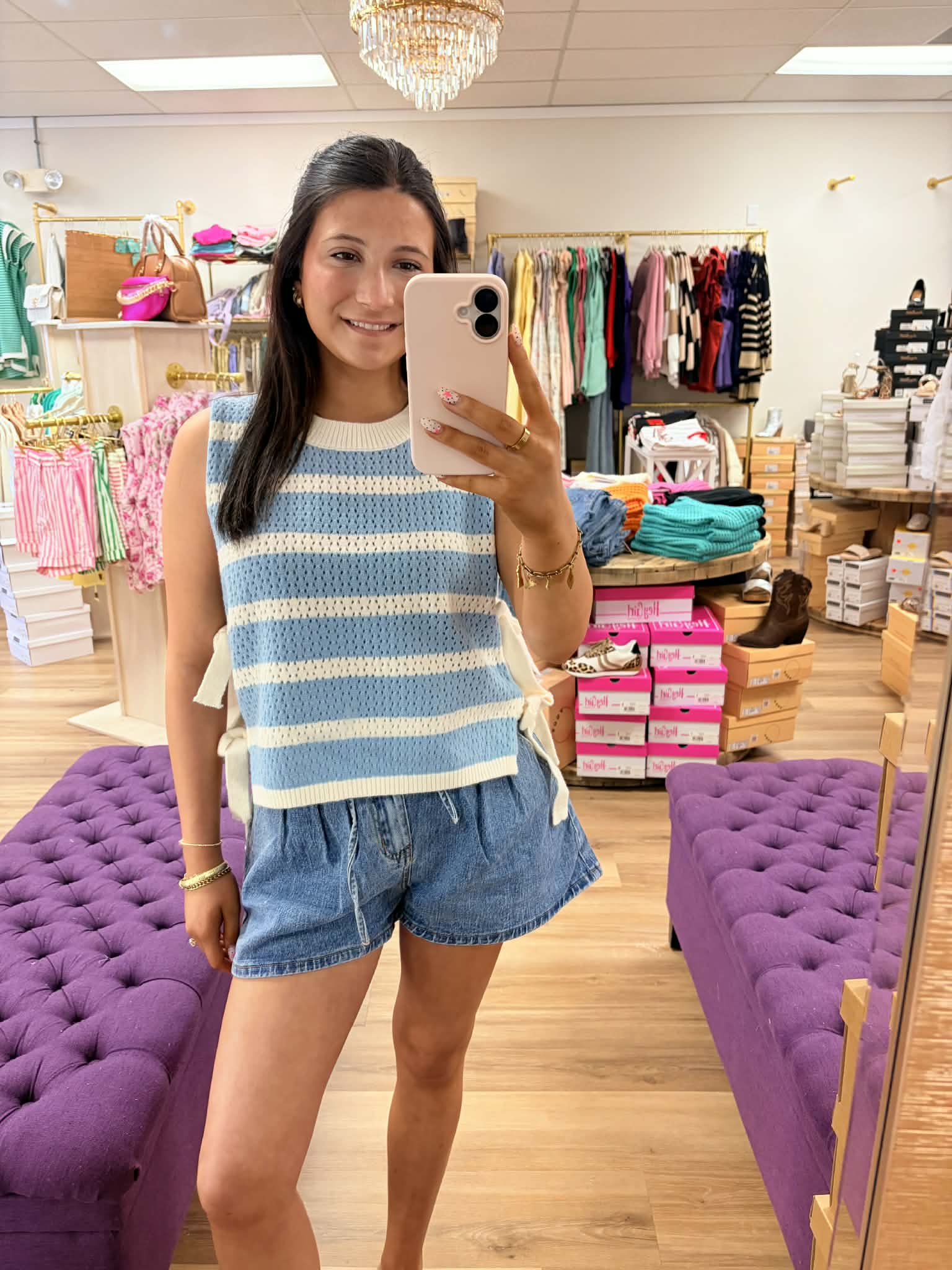 Maci- crochet side tie top