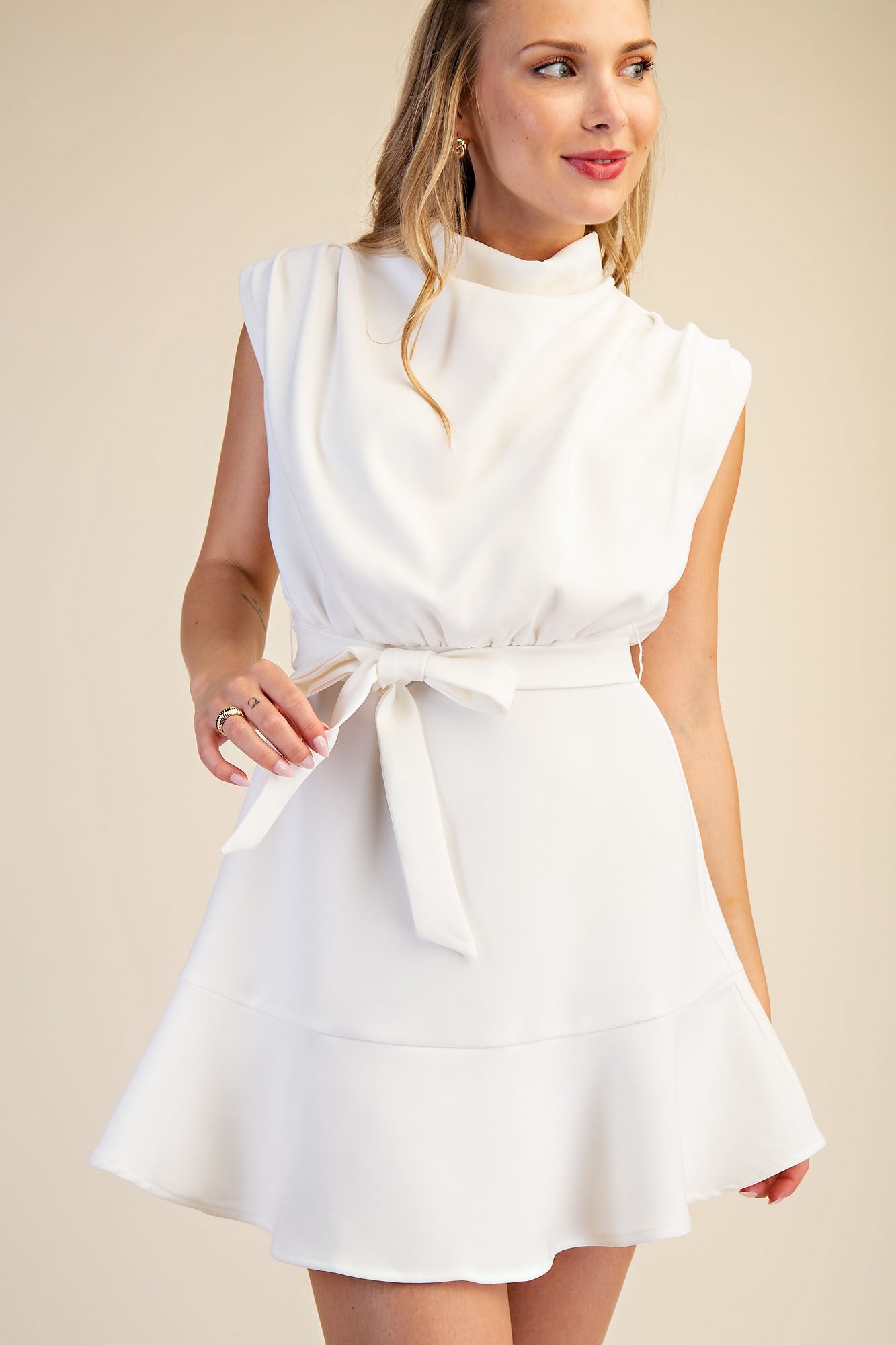 Breezy- Cowl Neck Sleeveless Mini Dress