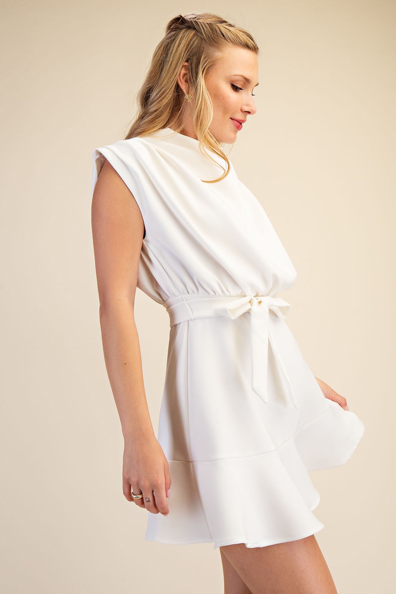 Breezy- Cowl Neck Sleeveless Mini Dress