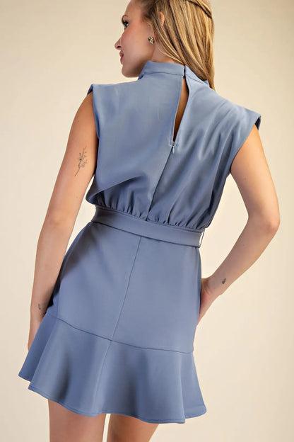 Breezy- Cowl Neck Sleeveless Mini Dress