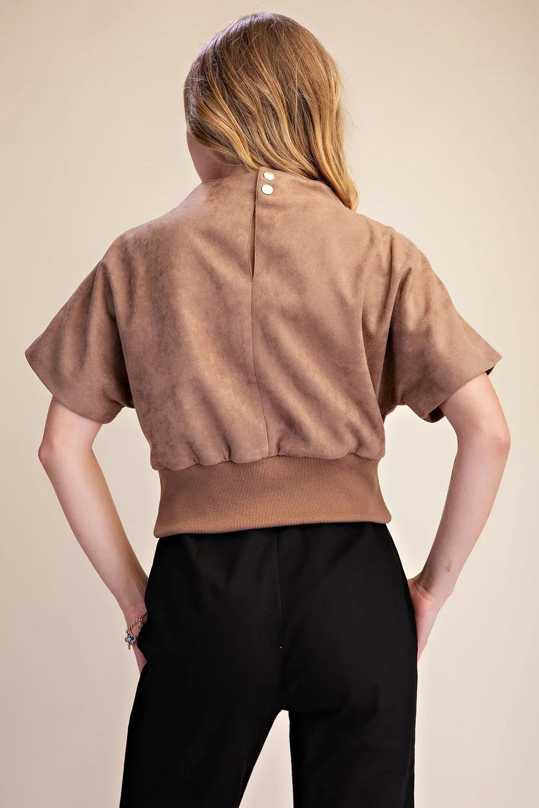 Mocha Muse- Suede Mock Neck Top
