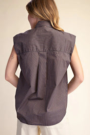 Olivia Top- Sleeveless Striped Top with Tie