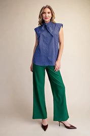 Olivia Top- Sleeveless Striped Top with Tie