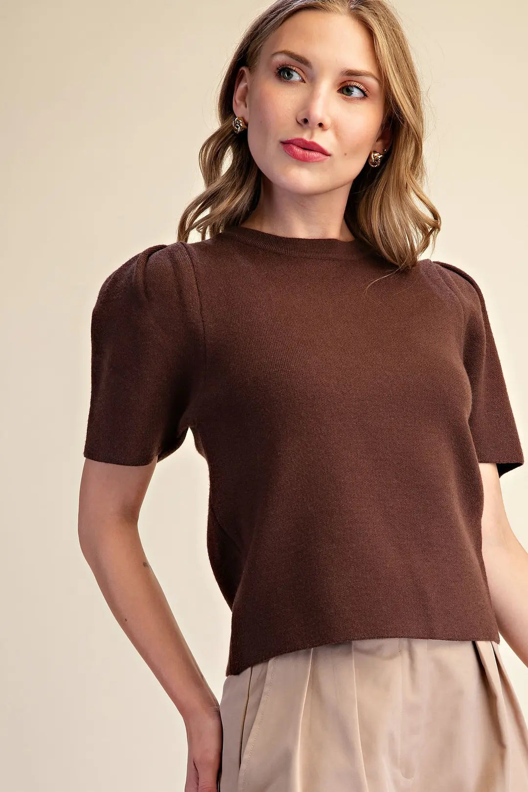 Knit Perfection- Puff Sleeve Top