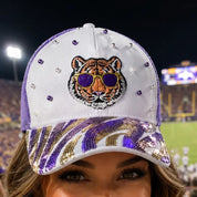 Tigers Louisiana Pearl Purple and Gold Sequin Trucker Hat
