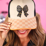 Spooky Sweet Checkered Bow Hat