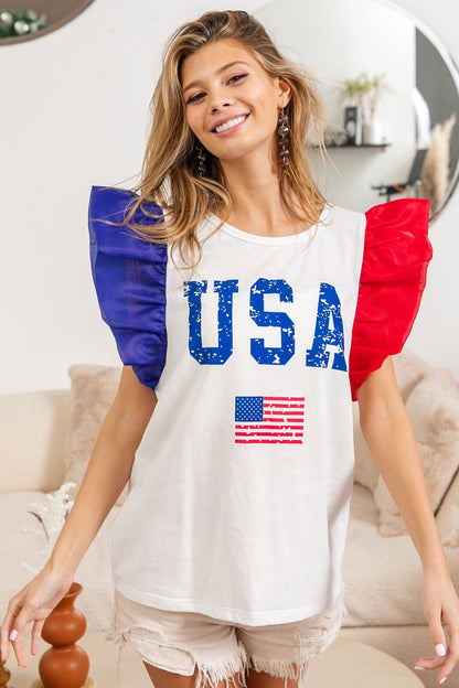 USA Theme Color Bloack Organza