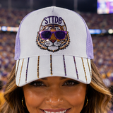 Tigers Louisiana STTDB Purple and Gold Sequin Trucker Hat