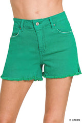 Acid Washed Frayed Cutoff Hem Shorts