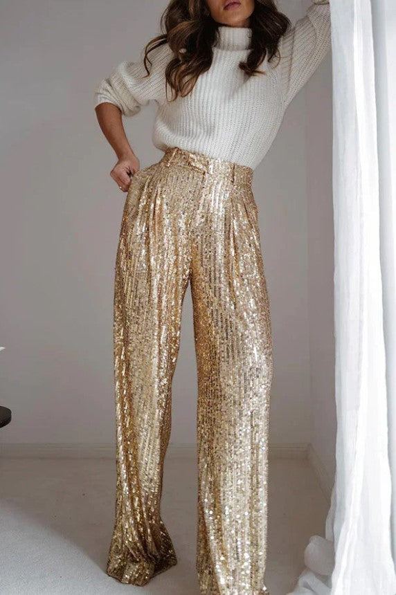 Sparkle- Sequin Wide Leg Pants