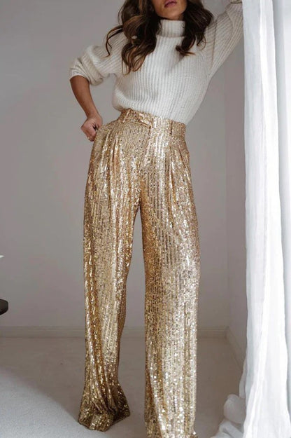 Sparkle- Sequin Wide Leg Pants