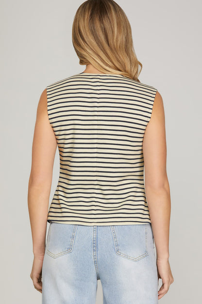 Nautical~ sleeveless striped vest