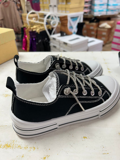 Aman Rhinestone Lace up Tennis