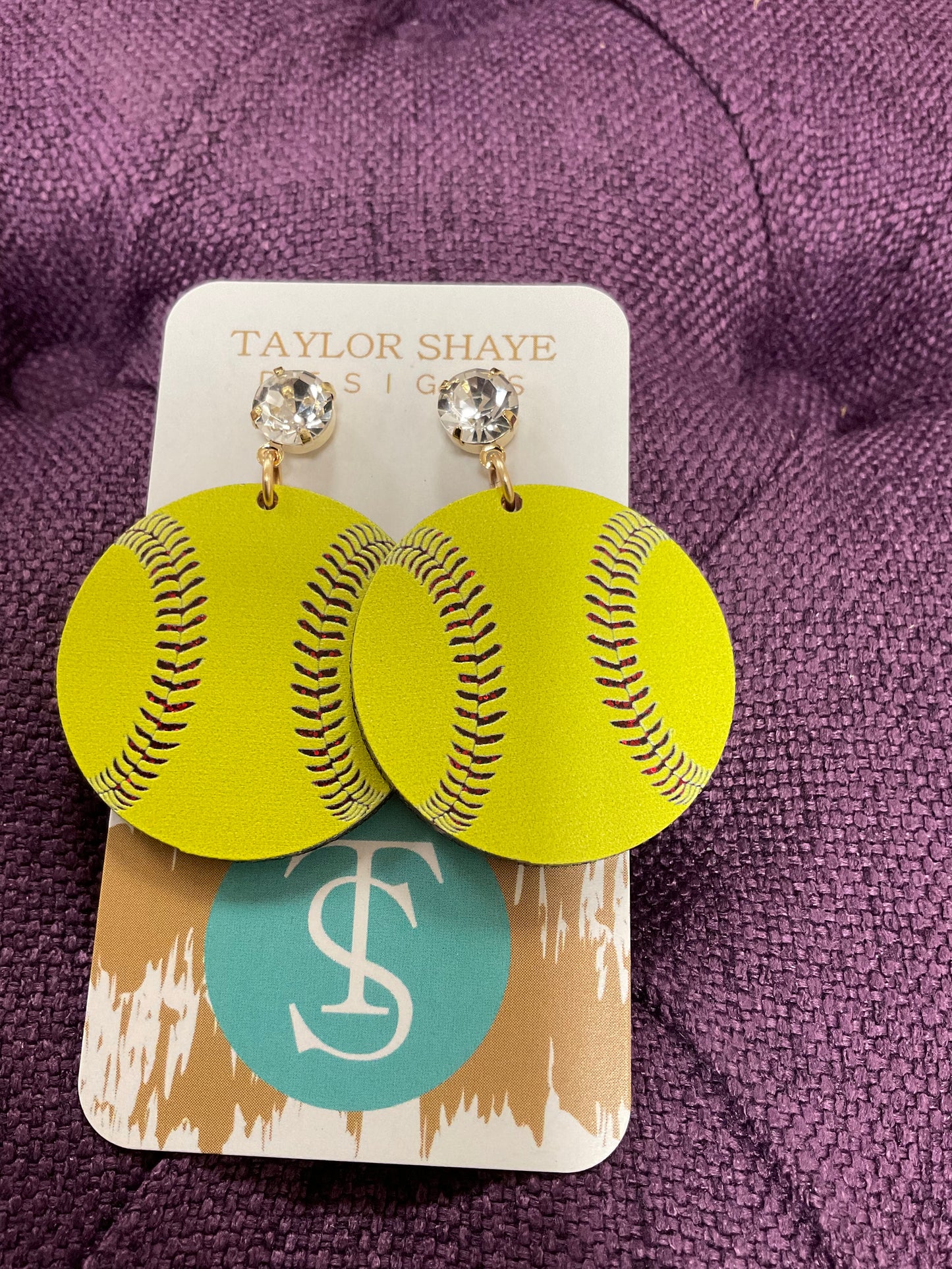 Taylor Shaye Acrylic Softball Earrings