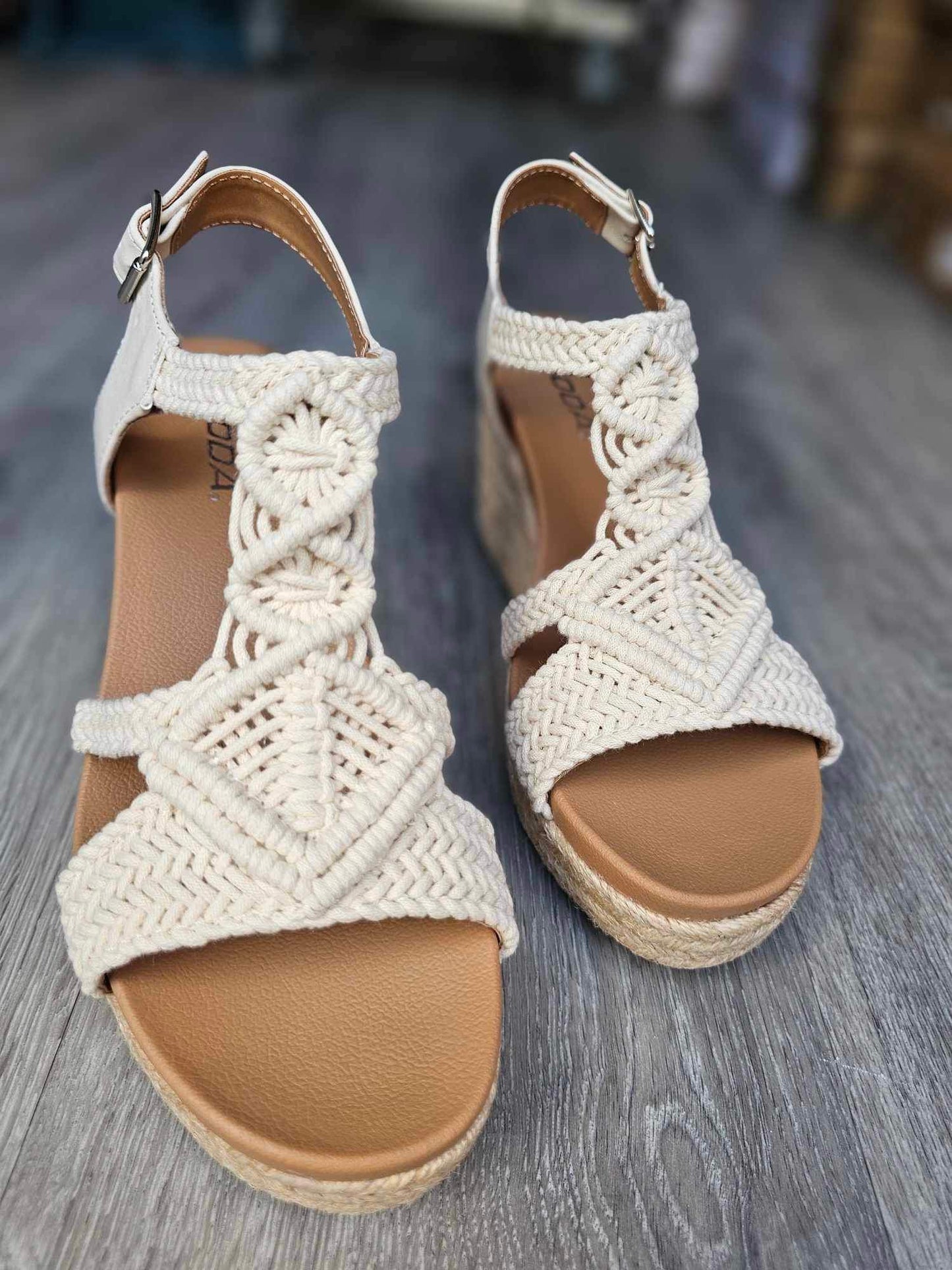 Aisha Wedge - Beige Woven