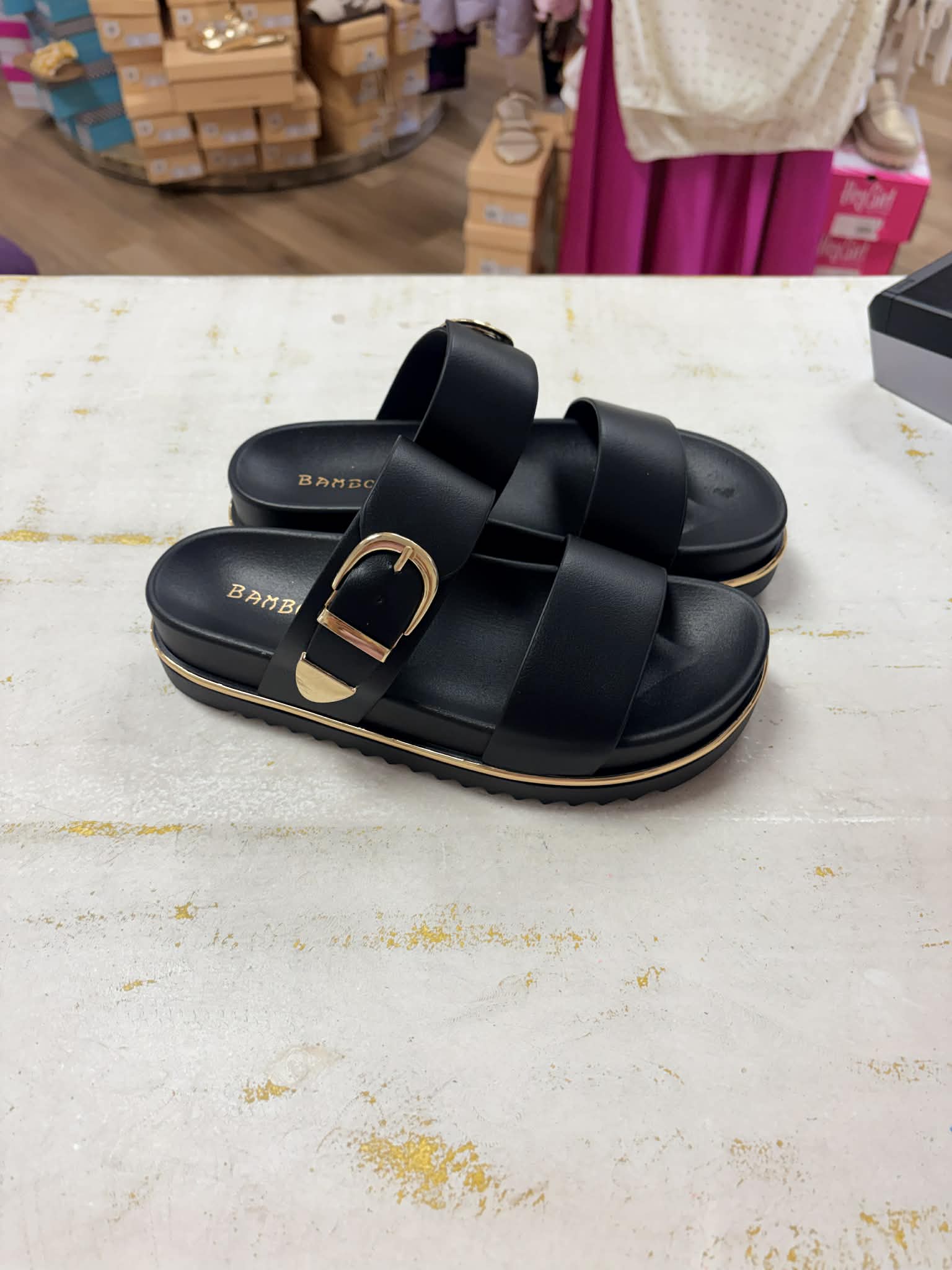 SALABLE- Black Double Strap Buckle Sandal