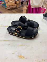 SALABLE- Black Double Strap Buckle Sandal