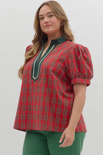 Deep Country Plaid Top