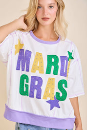 In the words- Mardi Gras Color Block Rhinestone Sweatshirt