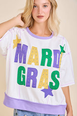 In the words- Mardi Gras Color Block Rhinestone Sweatshirt