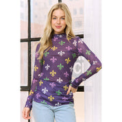 Mardi Gras Fleur De Lis Mesh Top