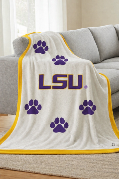 LSU Tiger Paws Luxury Blanket - FINAL SALE