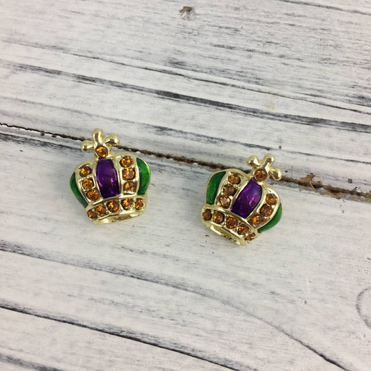 Mardi Gras Crown Post Earrings