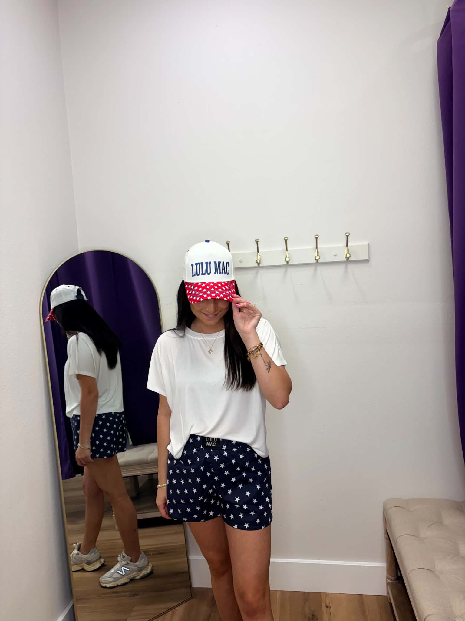 LULU MAC NAVY STITCH/RED BILL CAP