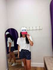 LULU MAC NAVY STITCH/RED BILL CAP