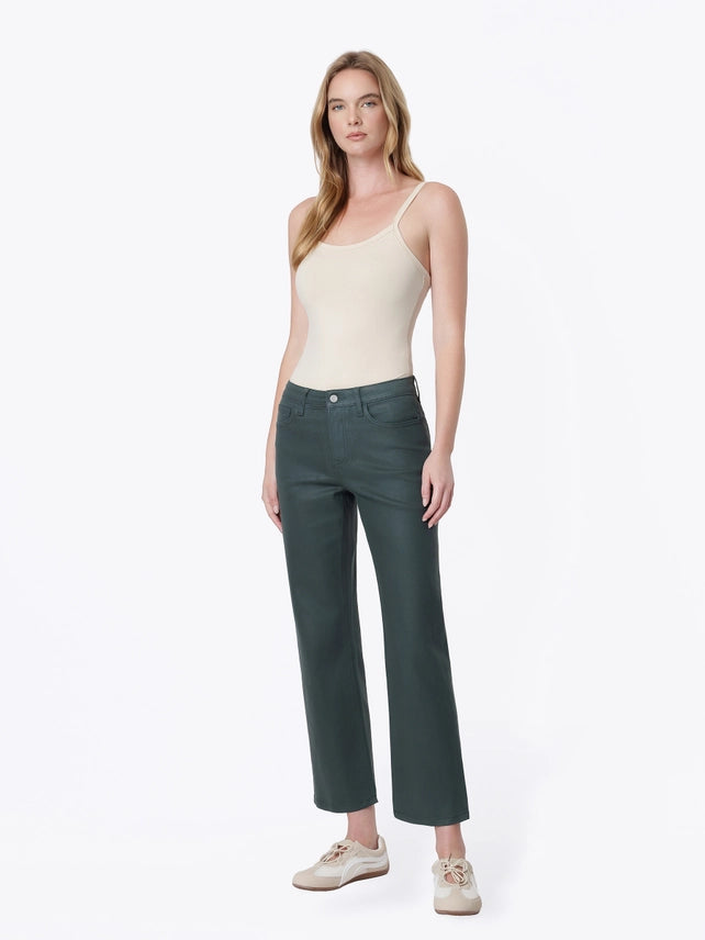 COATED Crop Straight Jeans