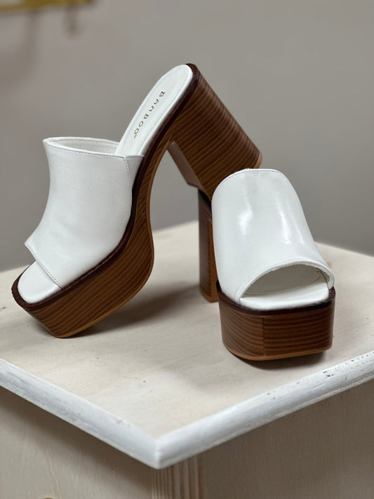 Post Platform Heels - WHITE