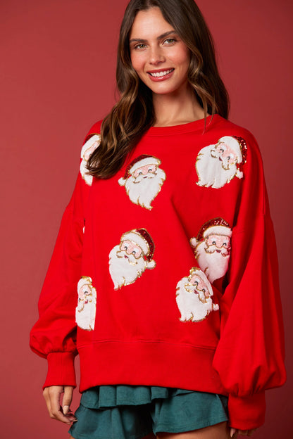 Santa Sequins- Oversized Sweatshirt