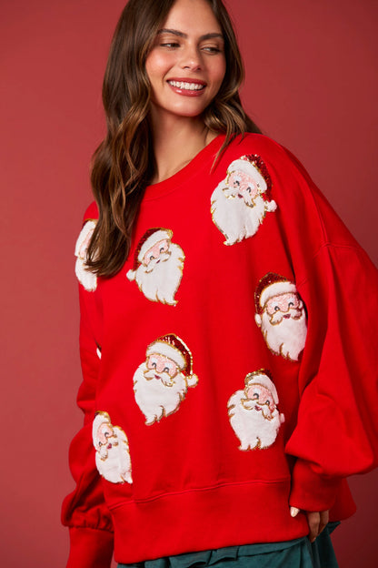 Santa Sequins- Oversized Sweatshirt