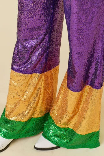 Mardi Gras Sequin Wide Leg Pants