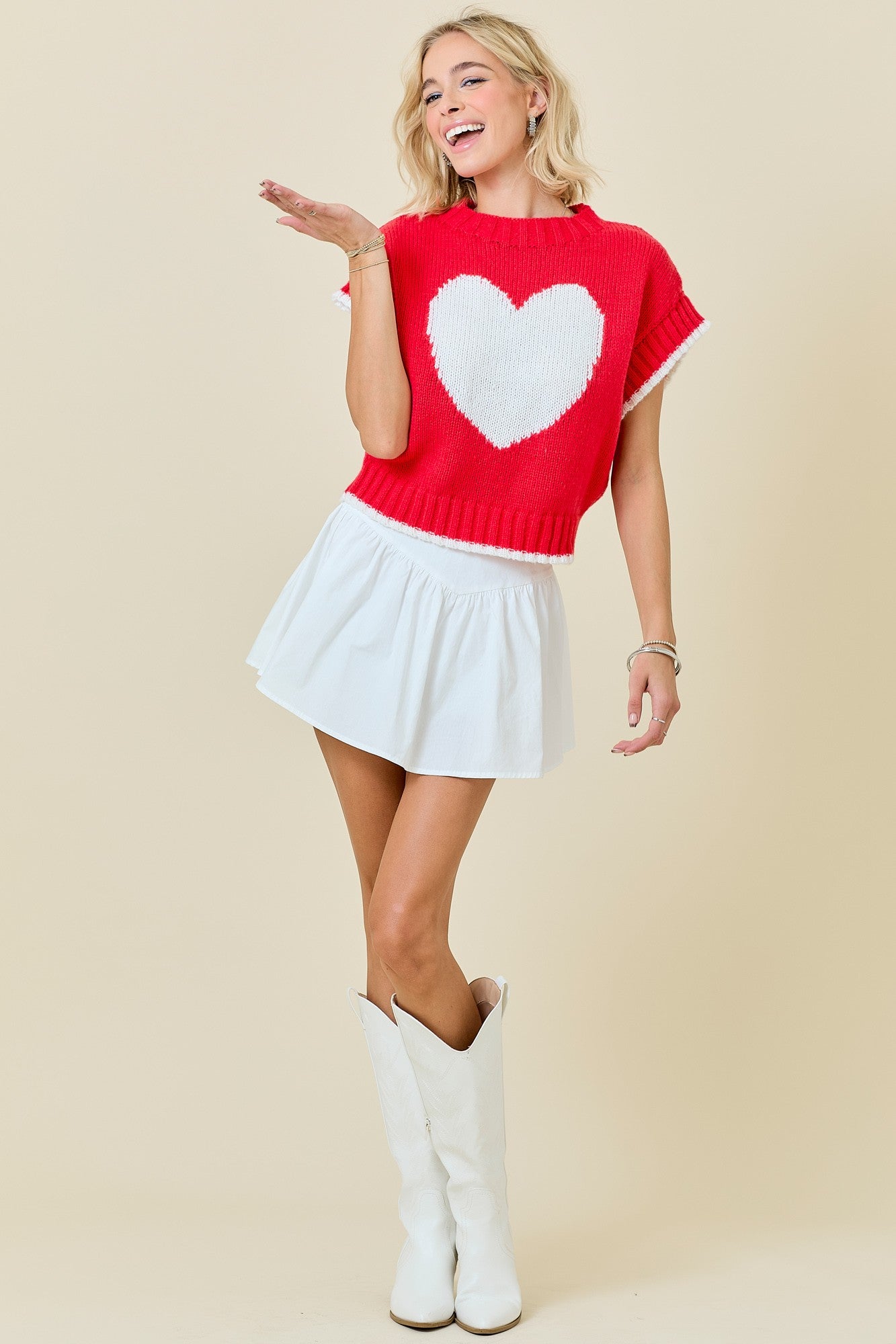 BOXY HEART SWEATER TOP