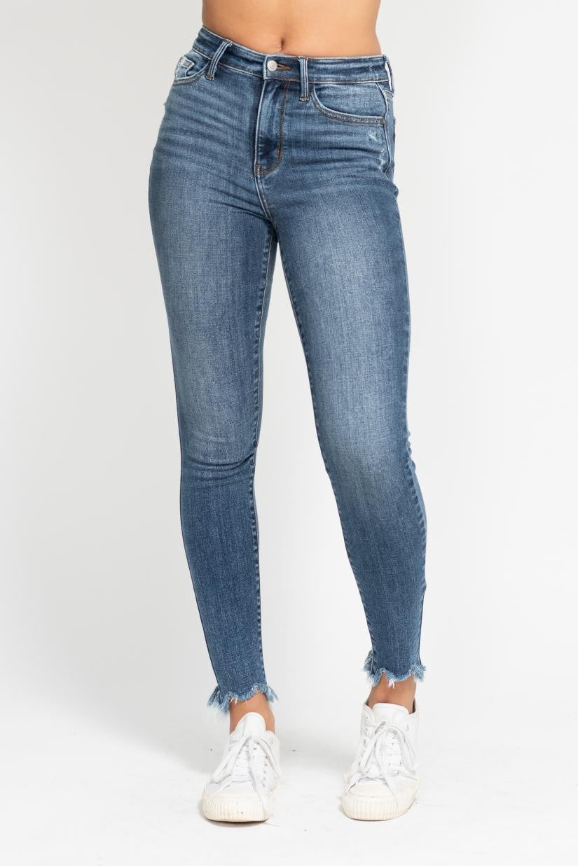 Judy Blue- HW Skinny w/ Destroy & Shark Bit Hem