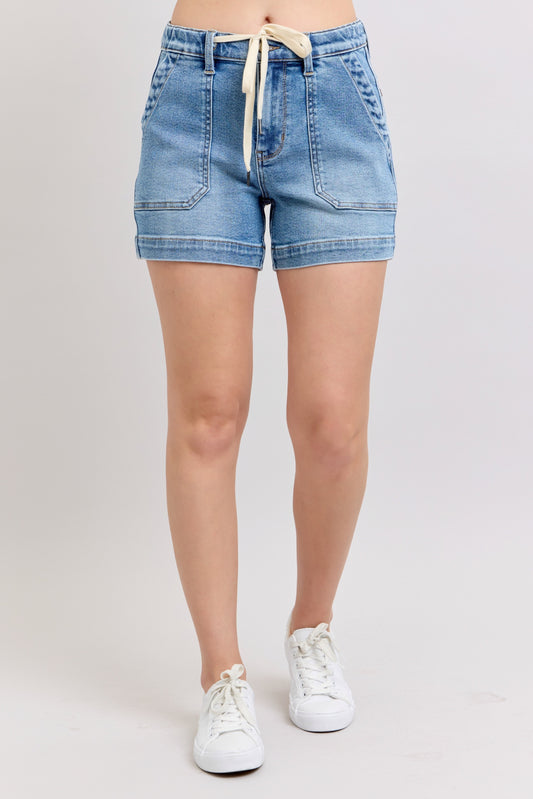 JUDY BLUE- HW Vintage Wash Jogger Shorts