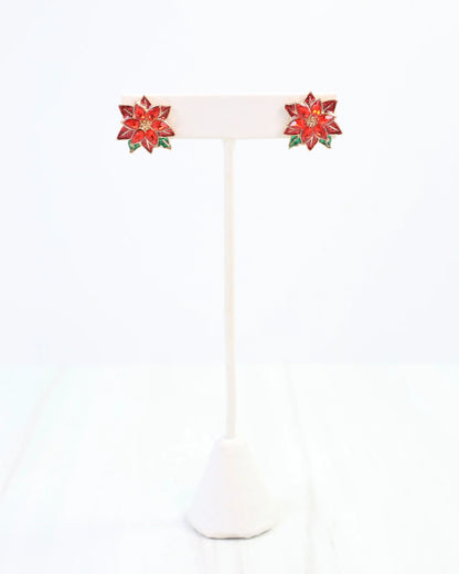Prancer Poinsettia Enamel Stud Multi