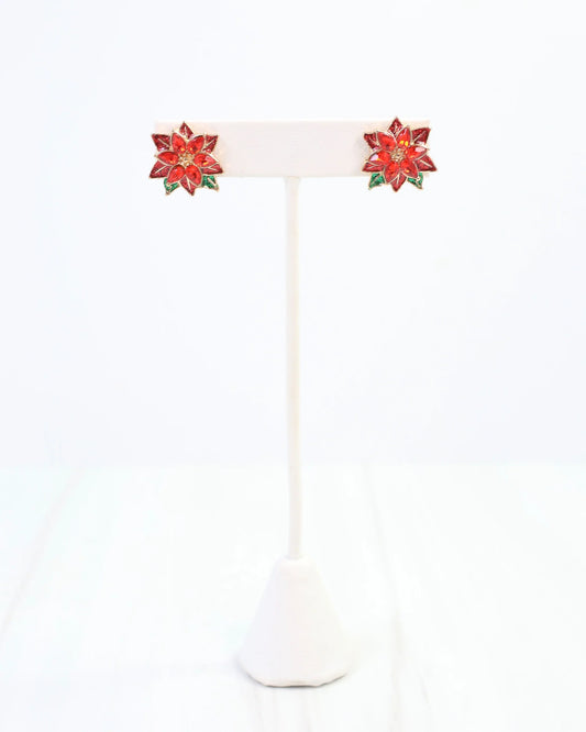 Prancer Poinsettia Enamel Stud Multi