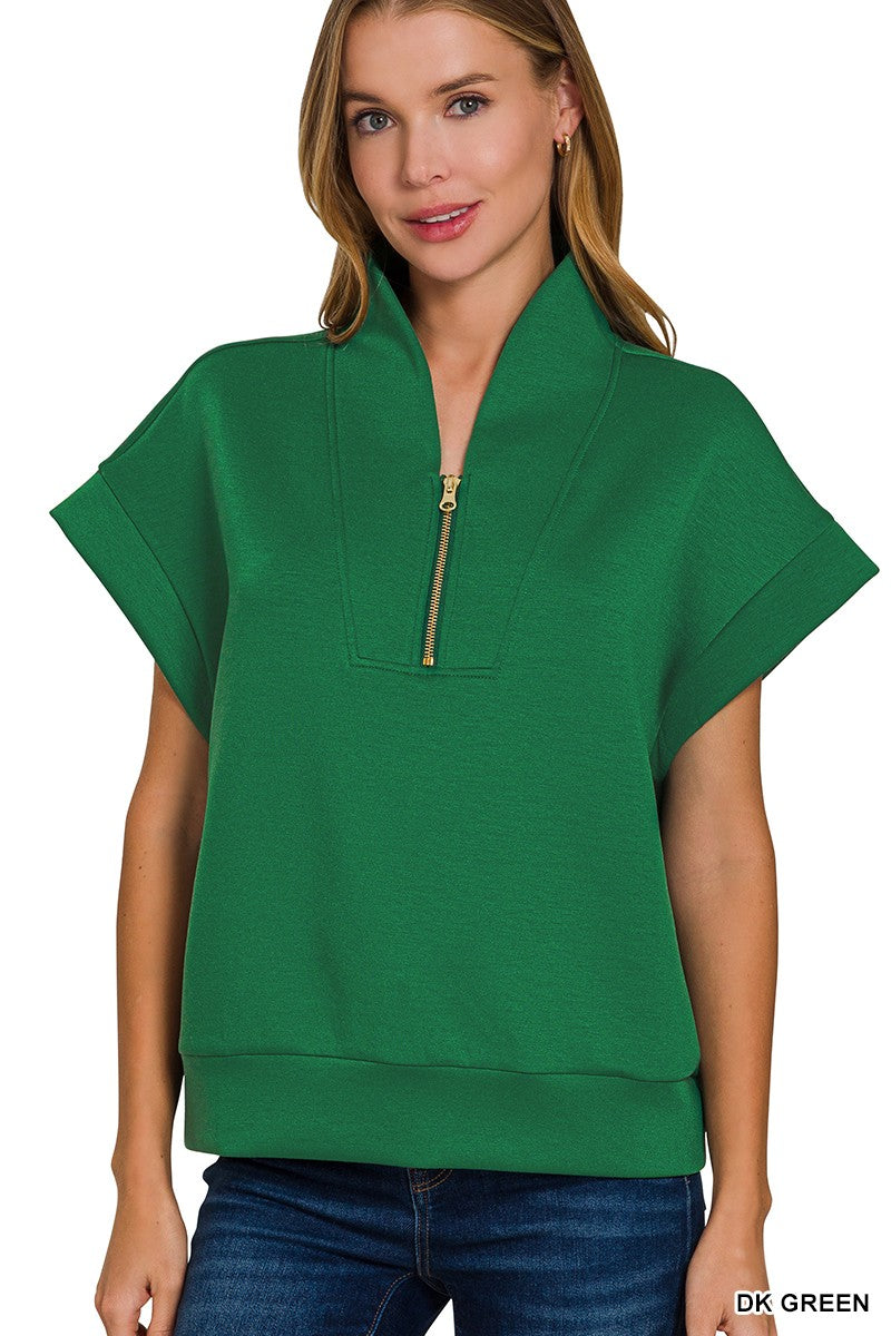 Soft like Butter!- Scuba High Neck Half Zip Top