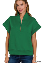 Soft like Butter!- Scuba High Neck Half Zip Top