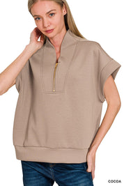 Soft like Butter!- Scuba High Neck Half Zip Top